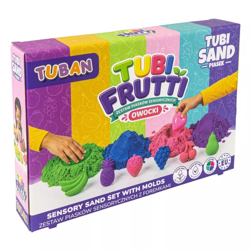 TUBAN Sensory Sand - Tubi Frutti setti 1 kg monivärinen hedelmäinen tuoksu