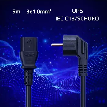 QOLTEC virtakaapeli SCHUKO CEE kulmapistoke IEC C13 5m musta
