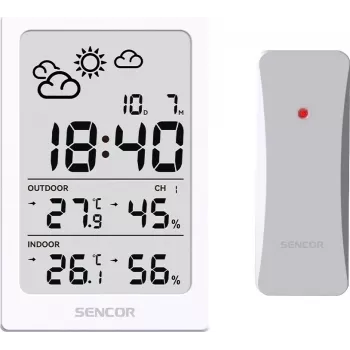SENCOR monitoimiasema SWS 2300 W - sääasema kellolla, herätyskellolla ja ulkoanturilla