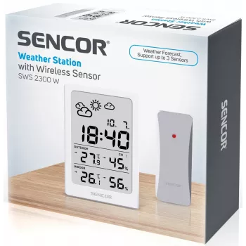 SENCOR monitoimiasema SWS 2300 W - sääasema kellolla, herätyskellolla ja ulkoanturilla