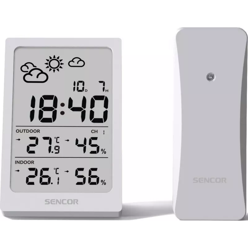 SENCOR monitoimiasema SWS 2300 W - sääasema kellolla, herätyskellolla ja ulkoanturilla
