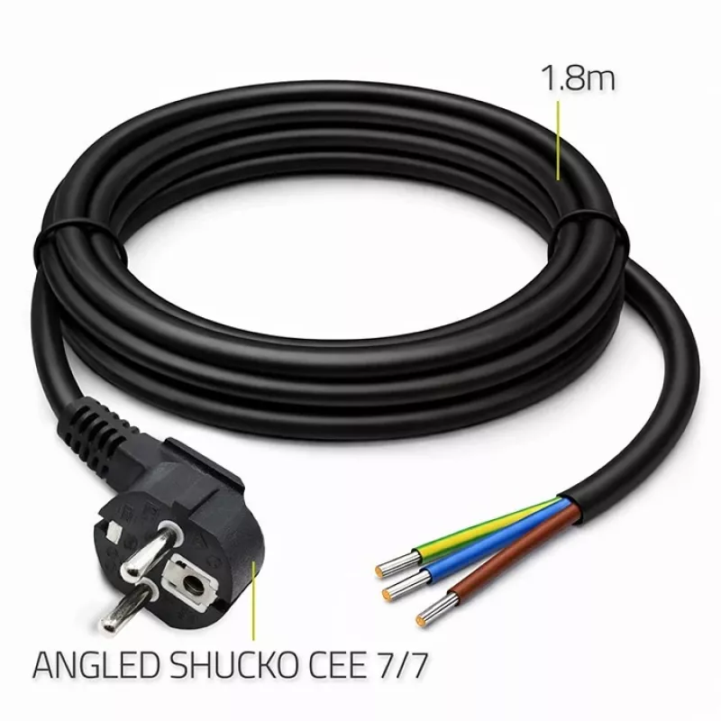 QOLTEC virtajohto SCHUKO CEE kulmapistoke Cu kuorittu 1,5 m musta