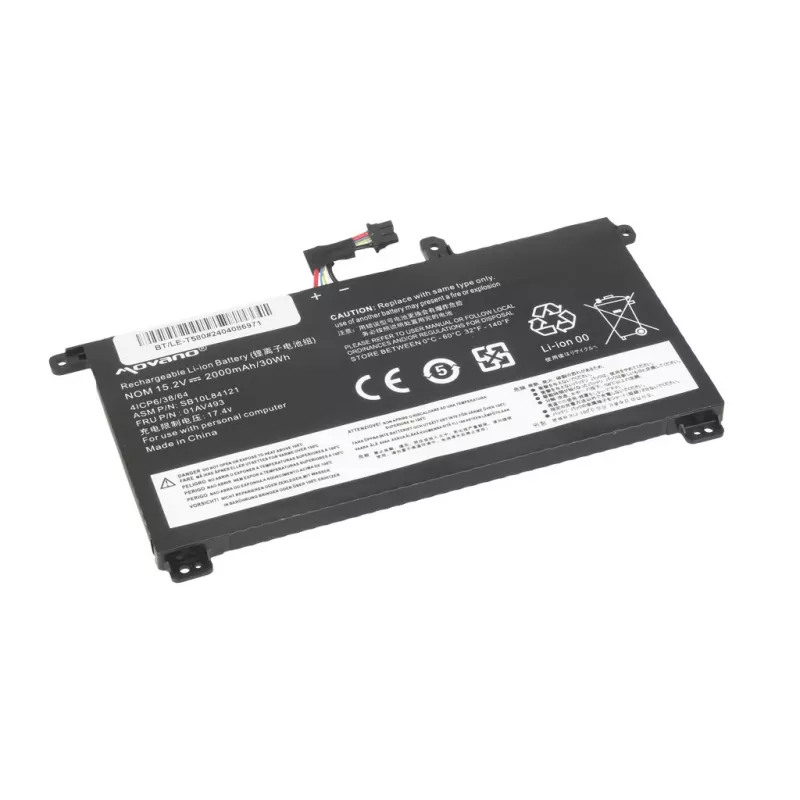 MOVANO akku 01AV493 Lenovo ThinkPad T570 T580 P51S - 2000 mAh (30 Wh)