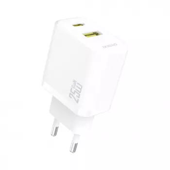 Dudao A26TEU GaN 25W USB-C USB-A -seinälaturi valkoinen