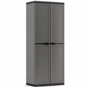 KETER Garden Wardrobe Jolly IT - harmaa/musta, 200L, lukittava ulkovarastokaappi