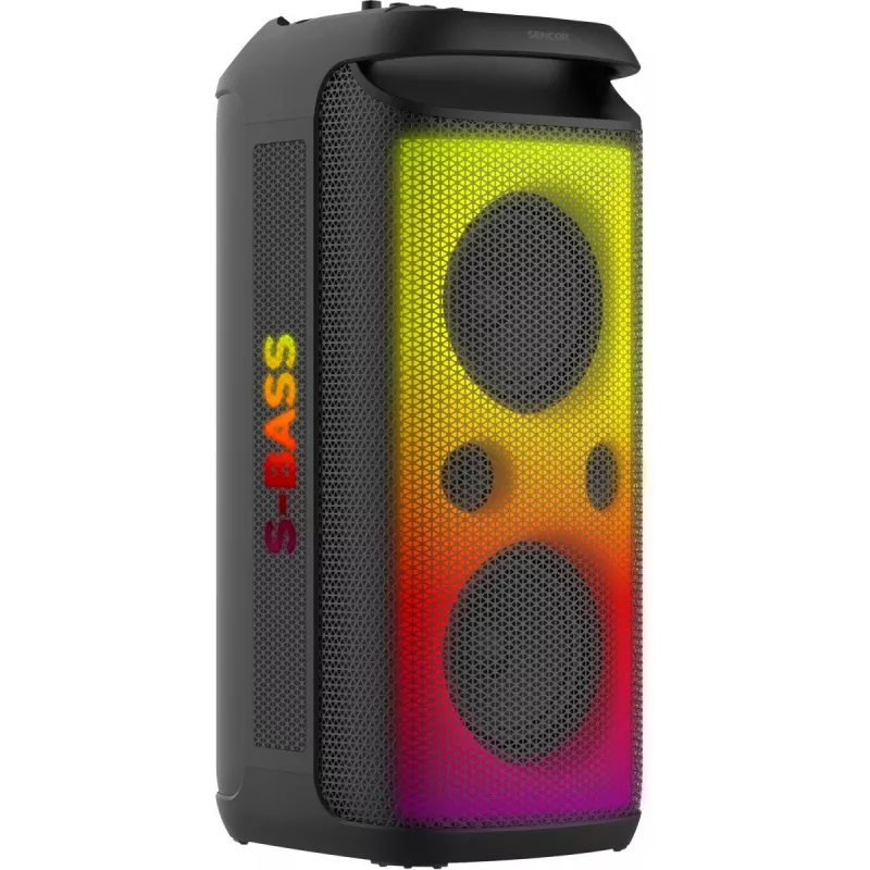 SENCOR Partycon CORE Power 140W kannettava Bluetooth-kaiutin TWS:llä, IPX4, RGB LED, karaoke, musta
