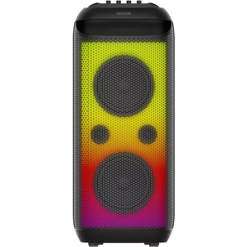 SENCOR Partycon CORE Power 140W kannettava Bluetooth-kaiutin TWS:llä, IPX4, RGB LED, karaoke, musta
