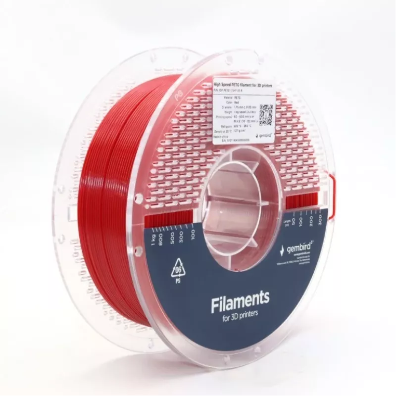 GEMBIRD filamentti PETG High Speed, 1,75 mm, 1 kg, punainen