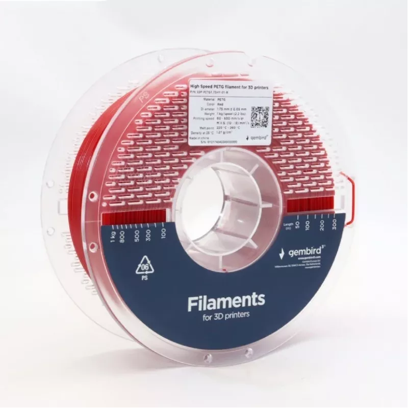 GEMBIRD filamentti PETG High Speed, 1,75 mm, 1 kg, punainen