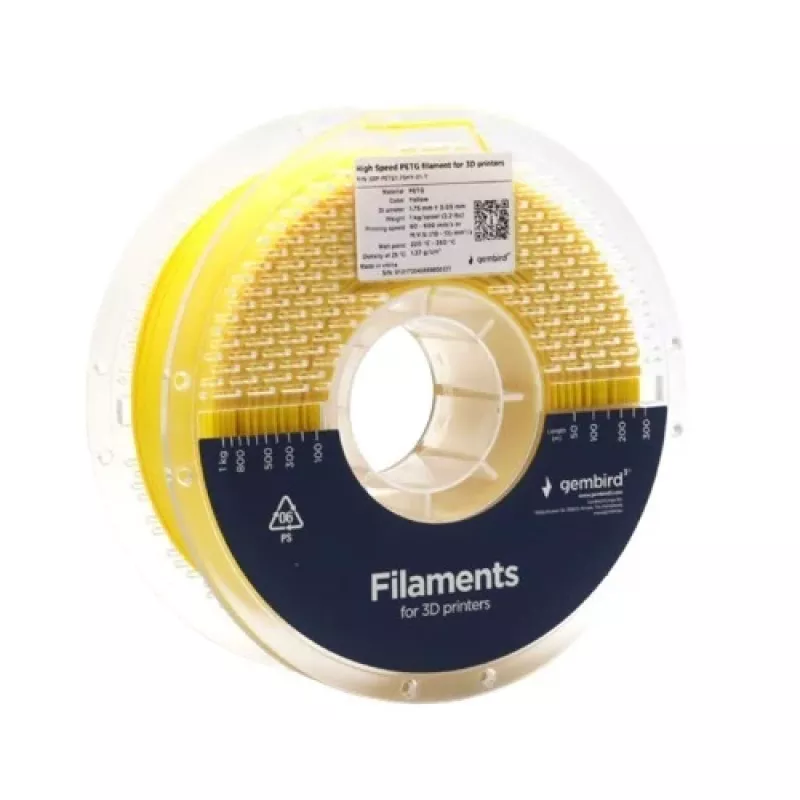 GEMBIRD filamentti PETG High Speed, 1,75 mm, 1 kg, keltainen