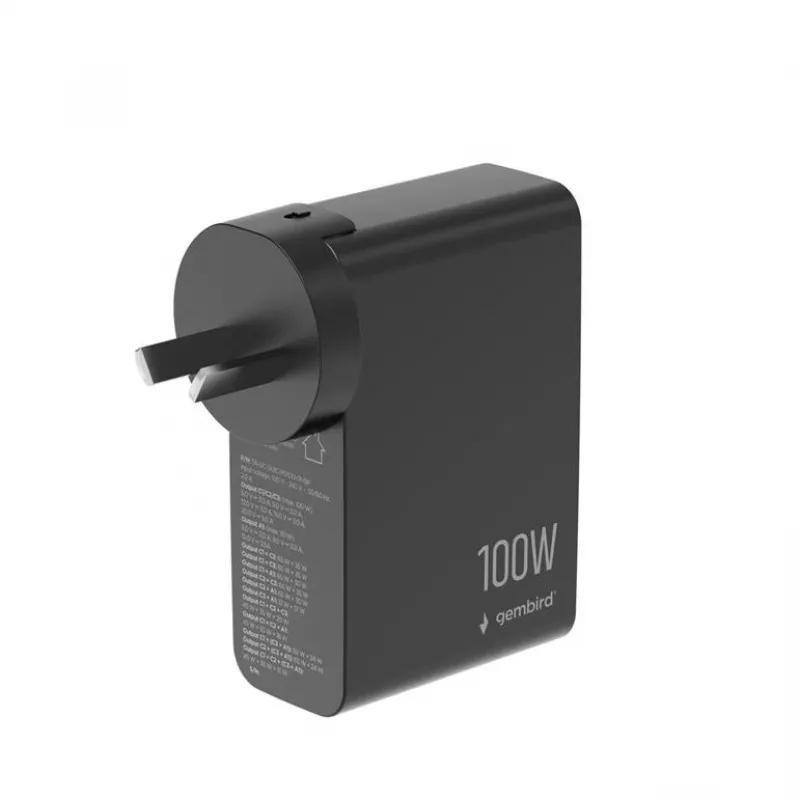 GEMBIRD GaN-pikalaturi 4x USB 100W musta