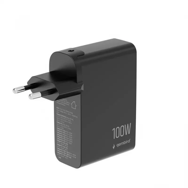 GEMBIRD GaN-pikalaturi 4x USB 100W musta
