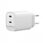 Gembird TA-UC-2C-PD45-01-W 45W USB-C kaksiporttinen seinälaturi valkoinen