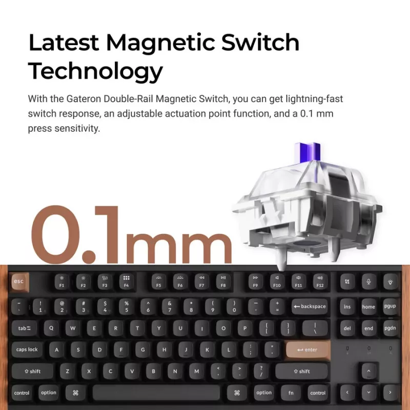 Keychron K8H-F1 75% Magnetic Wood Black -pelinäppäimistö