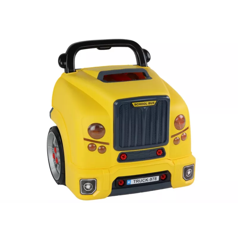 LEAN TOYS työpaja moottori linja-auto purku-DIY-sarja keltainen