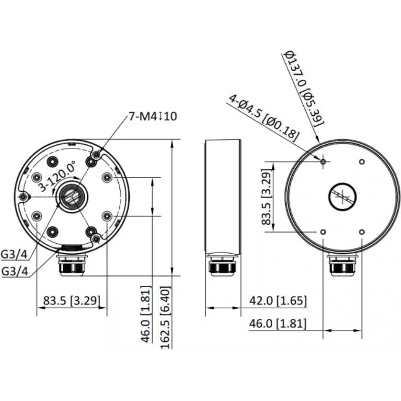 Hikvision DS-1280ZJ-PT6-Y -adapteri, musta