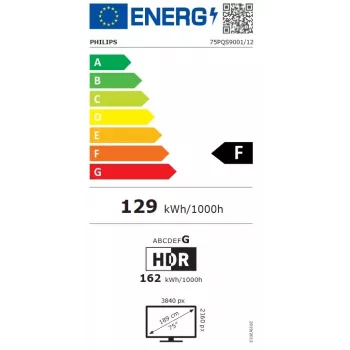 Philips 75PQS9001/12 75 tuuman QLED 4K Ultra HD Google TV 3-puolisella Ambilightilla, MiniLED, 120Hz, Dolby Vision & Atmos, VRR, ALLM, FreeSync Premium, G-Sync-yhteensopiva, 4x HDMI 2.1, 2x USB, Wi-Fi, Bluetooth 5.0, DVB-T/T2/C/S/S2, harmaa