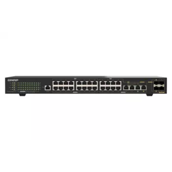 QNAP QSW-M2130P-2C2S26T 26-porttinen 2.5GbE PoE++ hallittava Layer 2 rack-asennettava kytkin, 2x 10GbE SFP+ ja 2x 10GbE Combo -portti, 370W PoE-budjetti