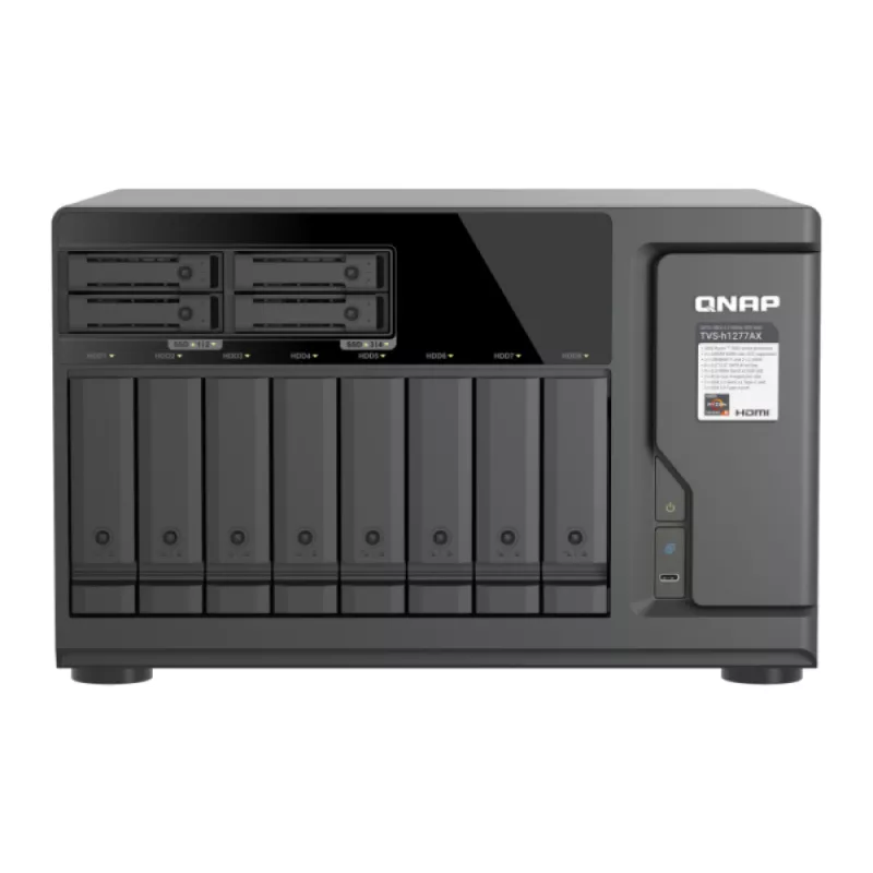 QNAP TVS-h1277AX-R5-16G 12-paikkainen QuTS hero NAS, 8x 3.5 SATA + 4