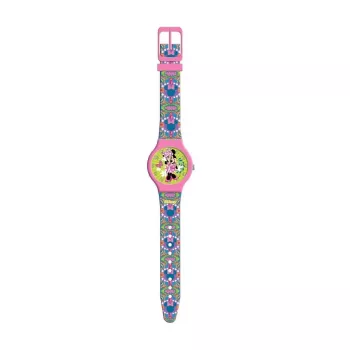 PULIO analoginen rannekello peltipurkissa - Disney Minni Hiiri, vaaleanpunainen PU-nahkaranneke, kvartsikoneisto, 30 mm metallikotelo, roiskevesitiivis, tytöille 6-vuotiaasta