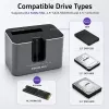 Qoltec 2in1 HDD SSD telakointiasema SATA M.2 NVMe kloonaustoiminnolla, USB-C 3.2 Gen 2, 10Gbps, jopa 28TB, alumiini