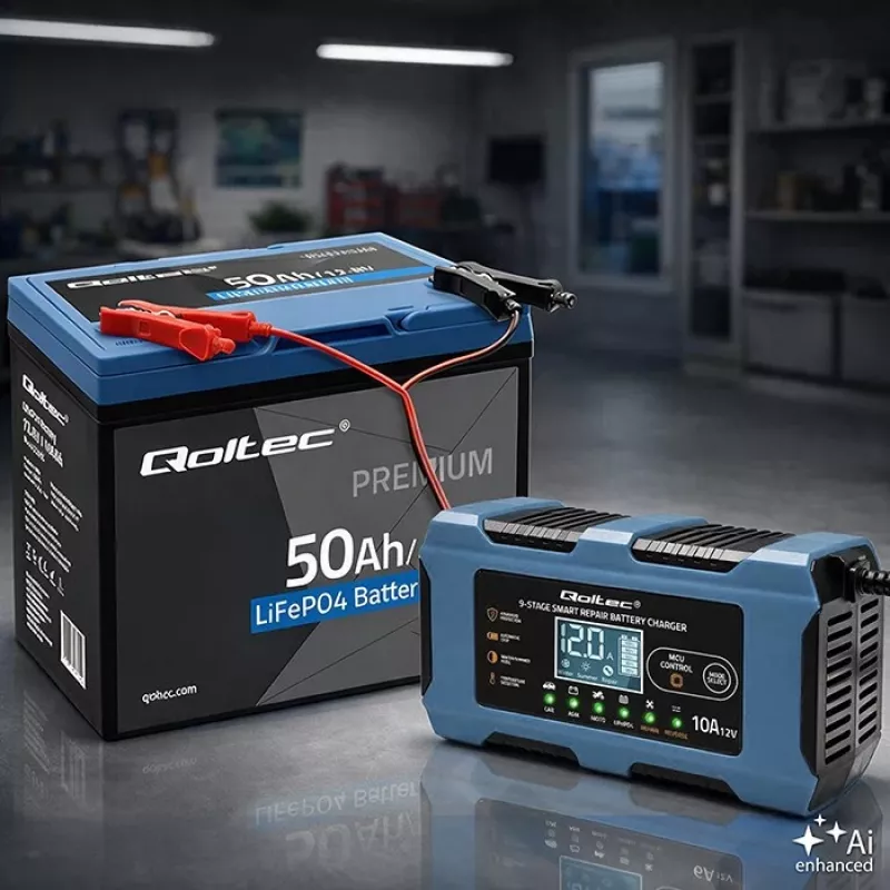 Qoltec 52668 älykäs akkulaturi 12V 10A korjaustoiminnolla AGM GEL LiFePO4