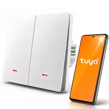 QOLTEC Smart Light Switch WiFi 2-kytkin ajastin Tuya valkoinen
