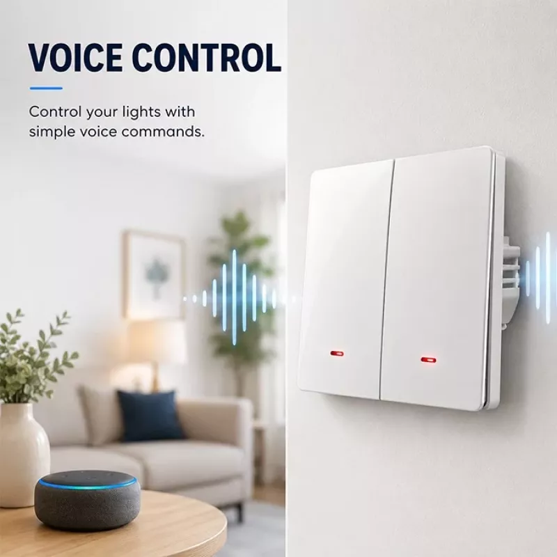 QOLTEC Smart Light Switch WiFi 2-kytkin ajastin Tuya valkoinen