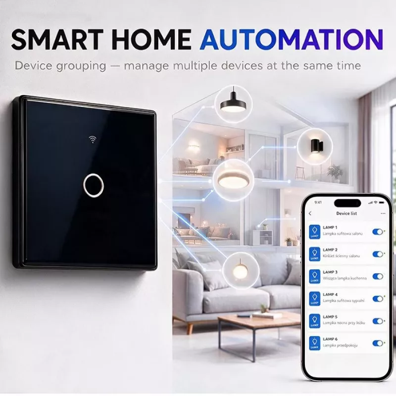 Qoltec Smart Touch valokytkin 1-kytkin Wi-Fi ajastin Tuya valkoinen