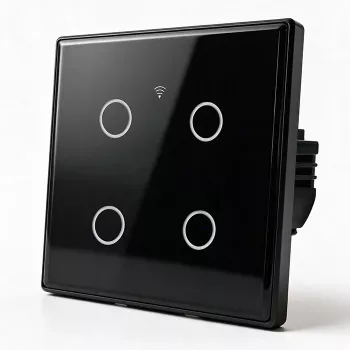 Qoltec Smart Touch valokytkin 4-kytkin Wi-Fi ajastin Tuya | karkaistu lasi | valkoinen