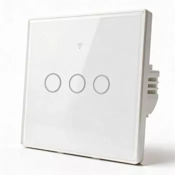 Qoltec Smart Touch valokytkin 3-kytkin Wi-Fi ajastin Tuya valkoinen