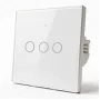 Qoltec Smart Touch valokytkin 3-kytkin Wi-Fi ajastin Tuya valkoinen
