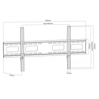 MACLEAN MC-420 kiinteä TV-seinäteline 43-120 tuuman näytöille, 120 kg, VESA enintään 900x600, musta