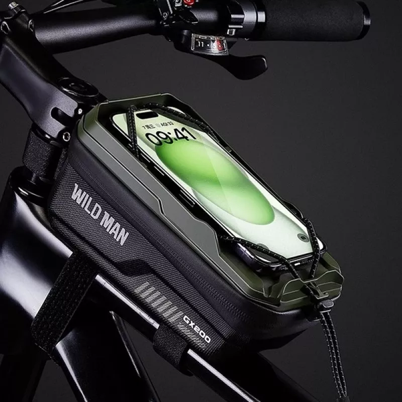 WILDMAN GX200 pyörän runkolaukku puhelintelineellä, vihreä