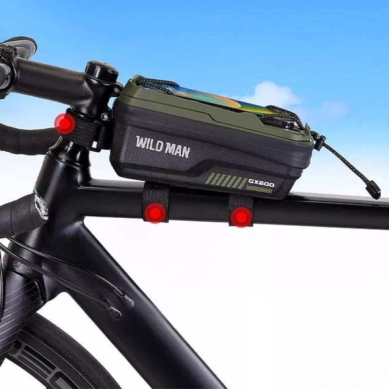 WILDMAN GX200 pyörän runkolaukku puhelintelineellä, vihreä