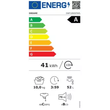 DREAME N5 pyykinpesukone edestä täytettävä 8kg 1400 kierr./min energialuokka A valkoinen