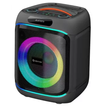 DENVER BPS-170 400W Bluetooth-juhlakaiutin RGB-valoilla, TWS, karaoke, FM-radio, USB/SD/AUX/mikrofonitulot