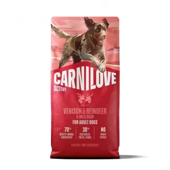 CARNILOVE ACTIVE kuivaruoka koirille riistalla, porolla ja villisialla aktiivisille aikuisille koirille kaikki rodut 12 kg