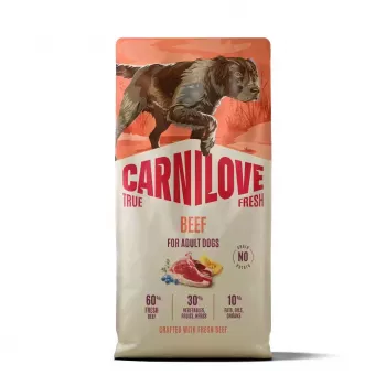 CARNILOVE TRUE FRESH kuivaruoka koirille naudalla aikuisille kaikenrotuisille koirille 12 kg