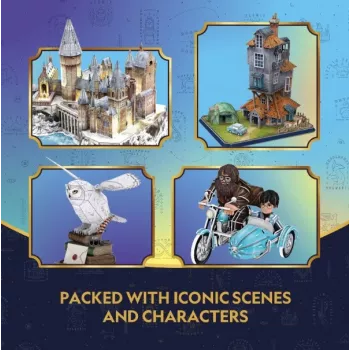 CUBIC FUN 3D-palapeli Harry Potter Hogwarts suuri sali & tähtitorni LED-valolla – 850 osaa, keräilijän mallirakennussarja