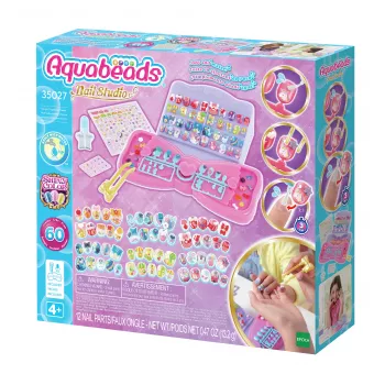 EPOCH Aquabeads Nail Studio aloituspaketti - vesiaktivoitu helmi-kynsitaidesarja lapsille, yli 100 mallia, uudelleenkäytettävät kynnet, ilman liimaa, 4-vuotiaasta