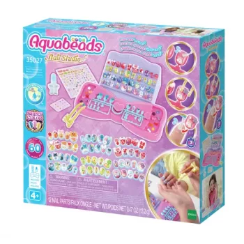 EPOCH Aquabeads Nail Studio aloituspaketti - vesiaktivoitu helmi-kynsitaidesarja lapsille, yli 100 mallia, uudelleenkäytettävät kynnet, ilman liimaa, 4-vuotiaasta