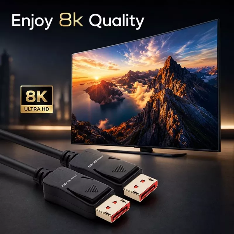 QOLTEC DisplayPort-kaapeli M/M V2.1 40G 0,5 m