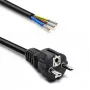 QOLTEC 54598 Schuko CEE 7/7 kuorittuun & juotettuun virtakaapeliin 3m H05VV-F 3x1,0mm² musta