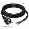 QOLTEC 54598 Schuko CEE 7/7 kuorittuun & juotettuun virtakaapeliin 3m H05VV-F 3x1,0mm² musta