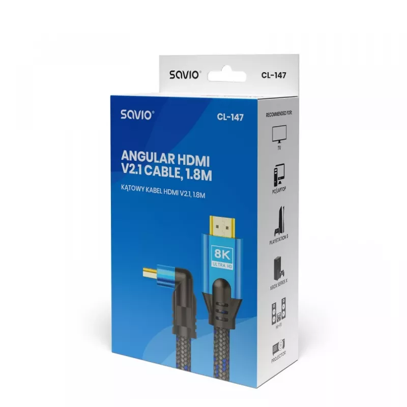 SAVIO CL-147 HDMI 2.1 -kaapeli 8K 48Gbps Ultra High Speed