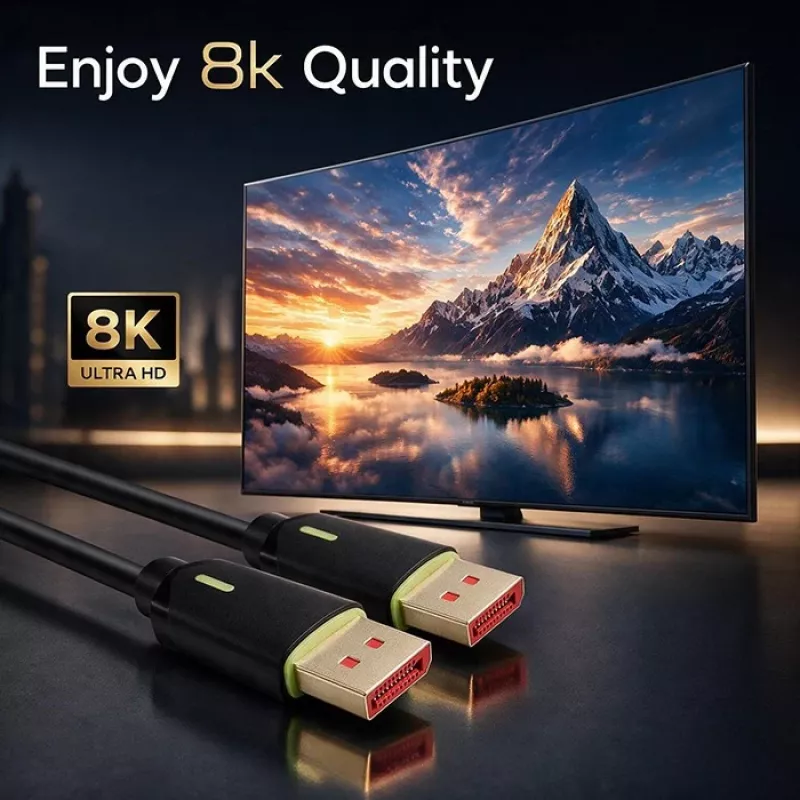 QOLTEC DisplayPort-kaapeli uros/uros v2.1 80G 0,5 m