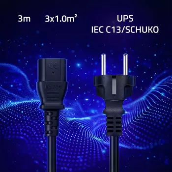 QOLTEC 54627 Schuko - IEC C13 virtakaapeli 3 m 3x1 mm² musta