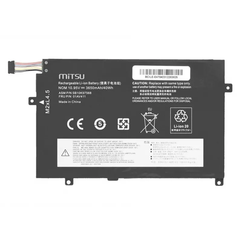 MITSU akku 01AV411 Lenovo ThinkPad E470 E475 3650 mAh (40 Wh) 10,95 V