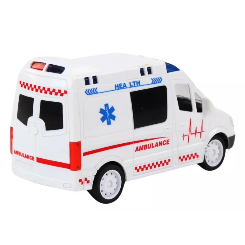 LEAN TOYS 1:16 RC-ambulanssi valolla ja äänellä - valkoinen